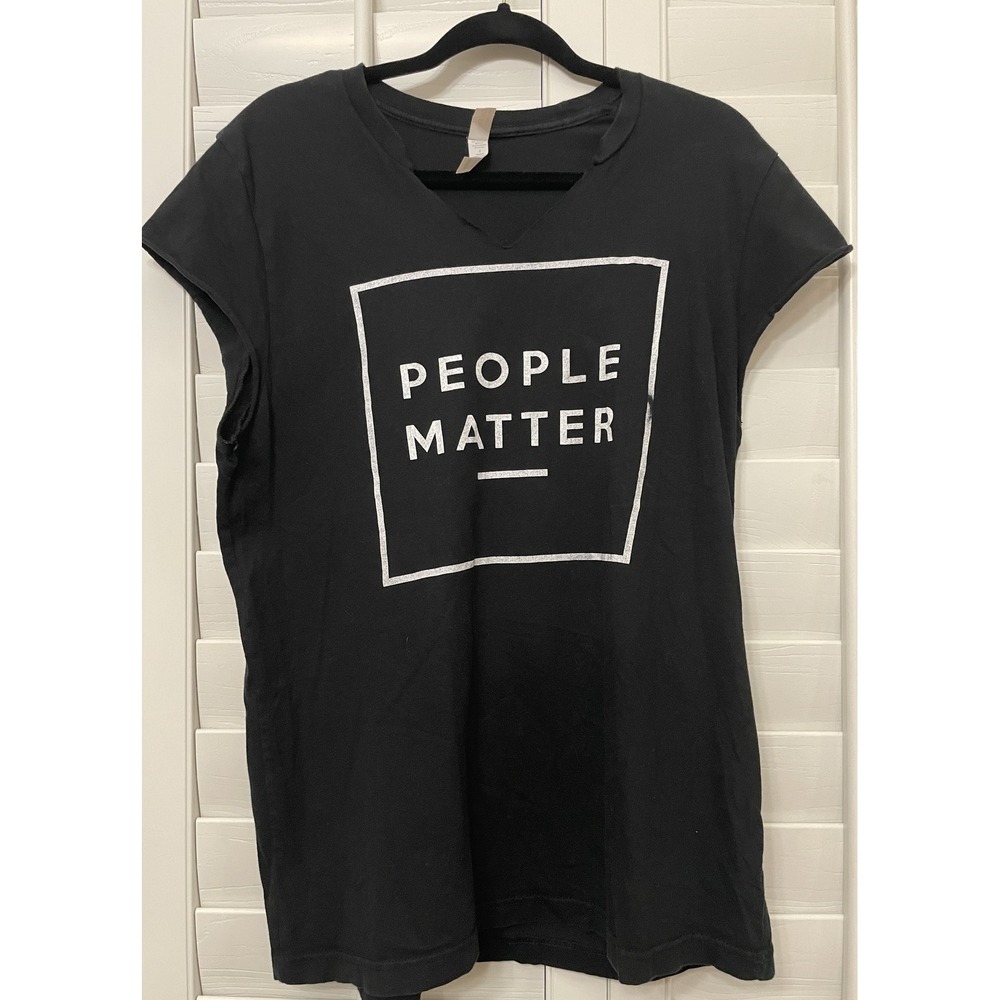 =Black People Matter Graphic Tee Women's Large Cut Neck Comfort